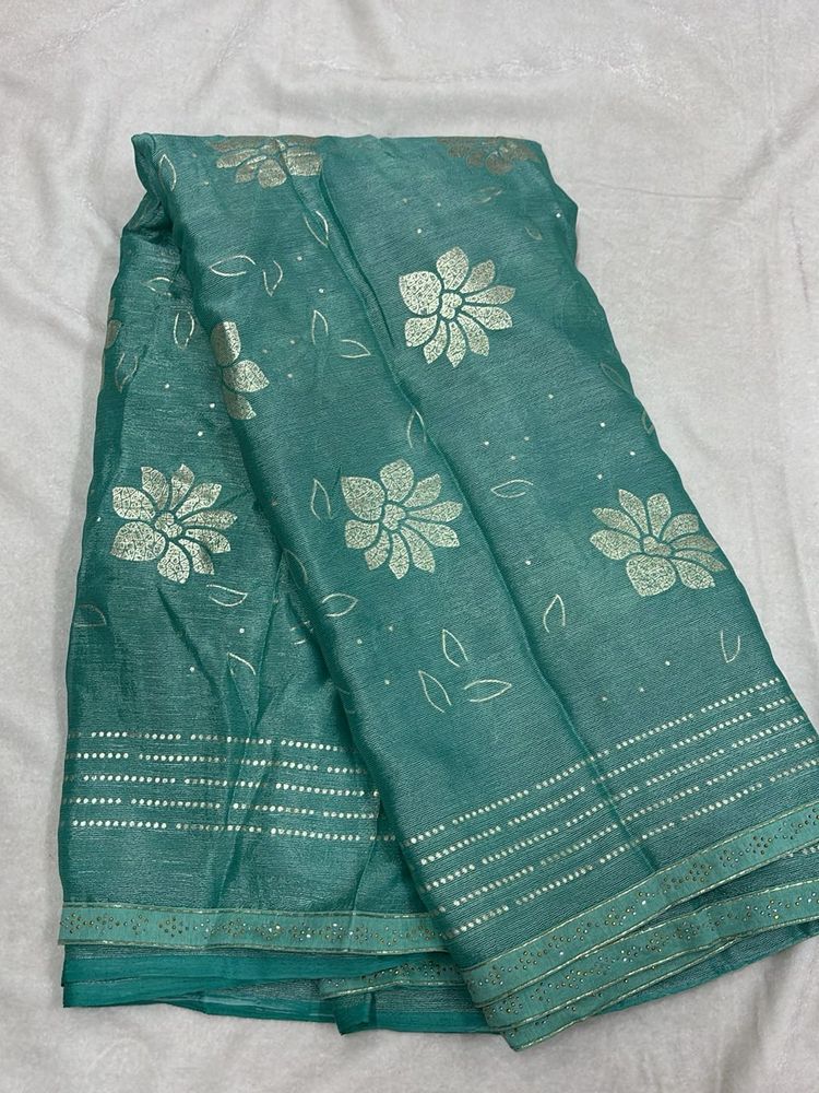 Elegant Sea Green Floral Saree