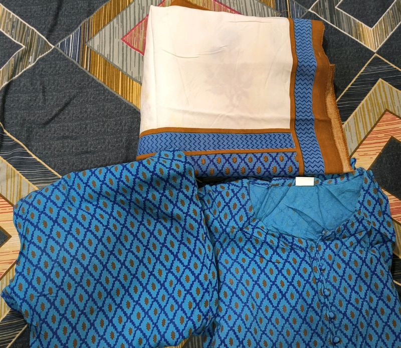 Blue Colour Suit Set(Kurta, Pent &amp; Dupatta)
