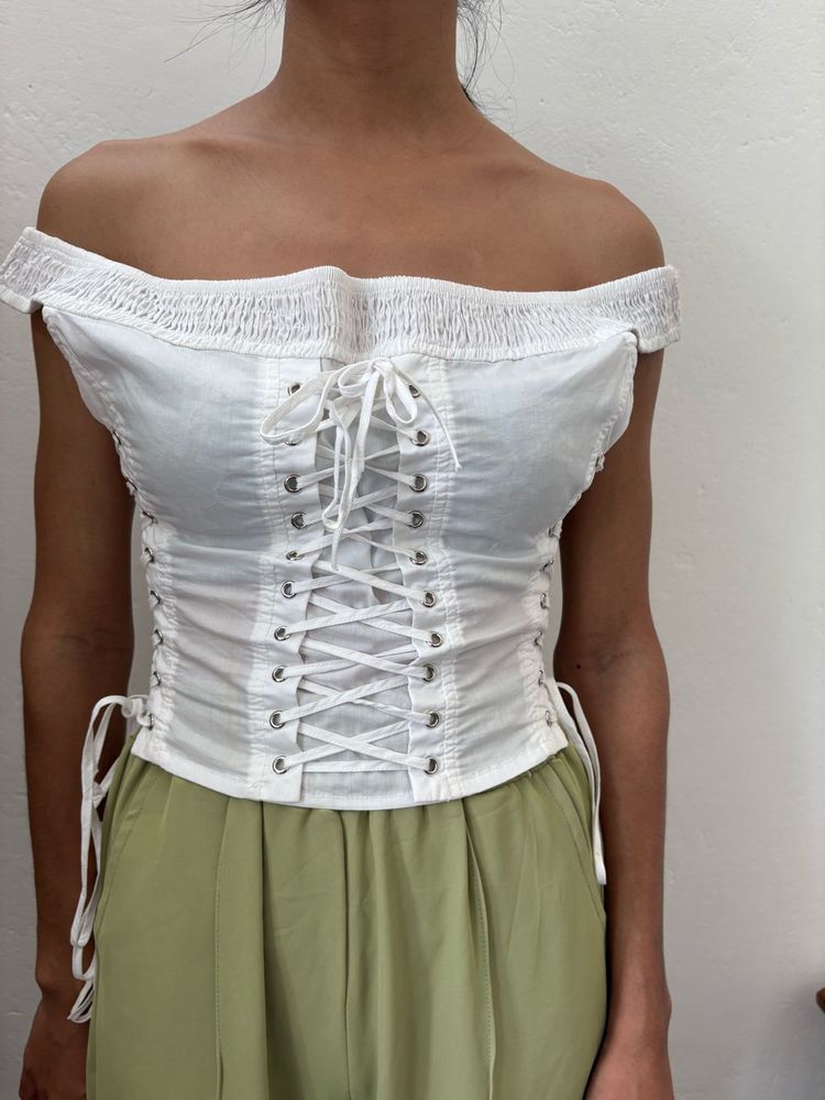 F21 White Corset Top
