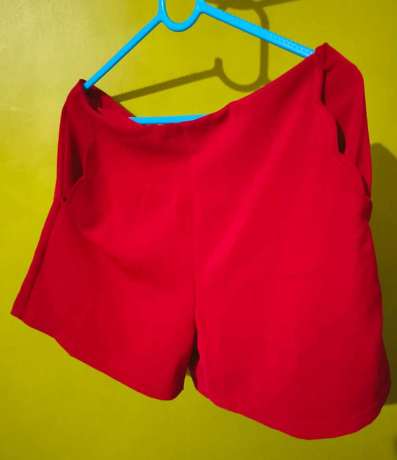 Red Casual Shorts