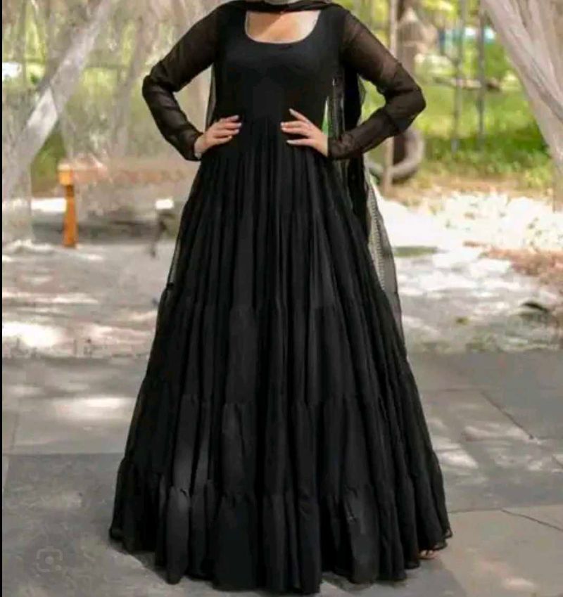 Elegant Black Anarkali Suit (Women&#39;s)