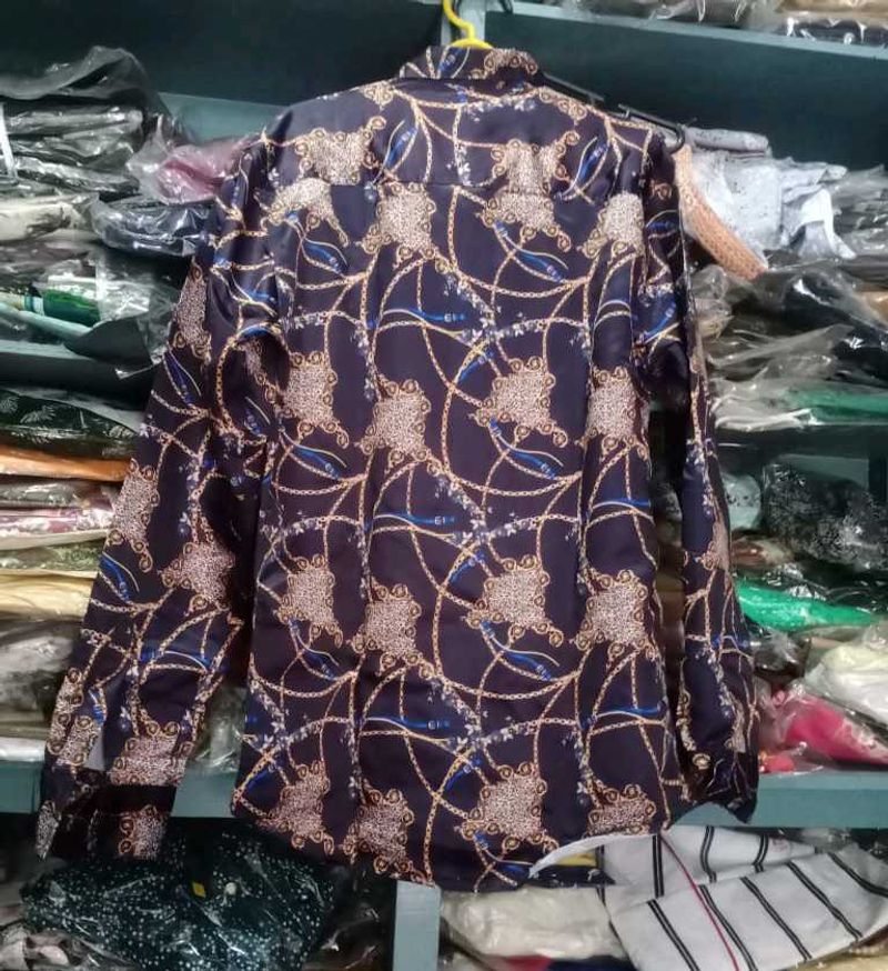 Patterned Long Sleeve Button-Down