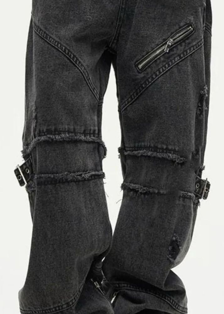 Distressed Black Denim Jeans