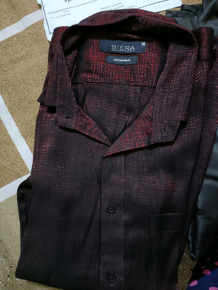 Party Wear Shining Designer Shirt In L Size