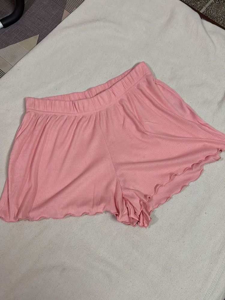 Pink Ribbed Shorts