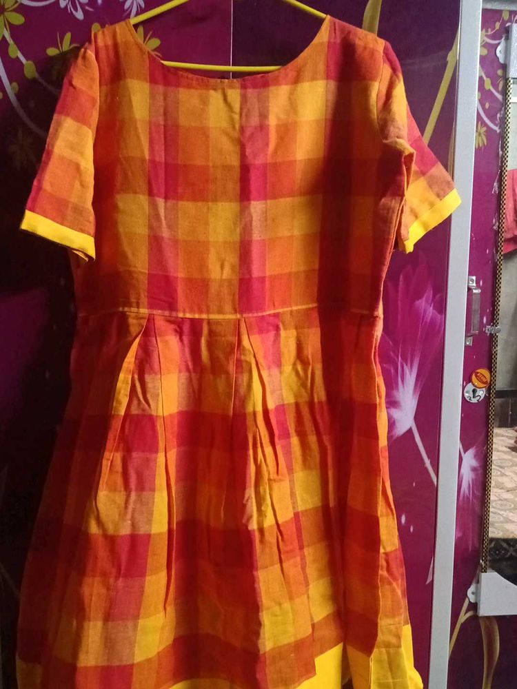 Orange Plaid Kurta / Onepiece dresses