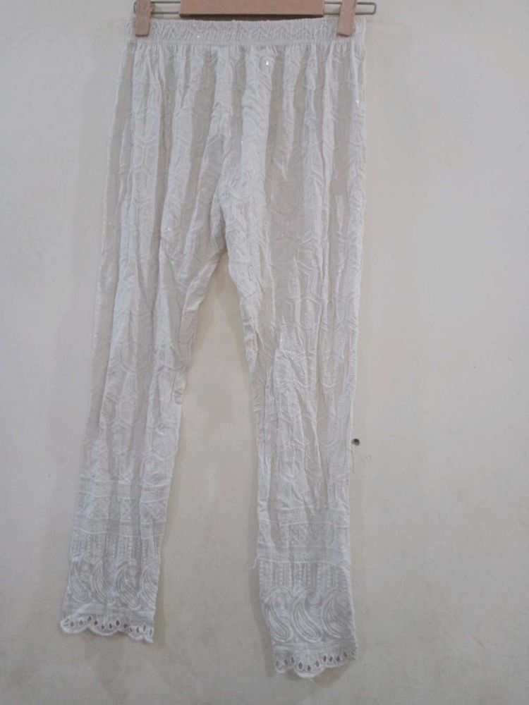 White Embroidered pant