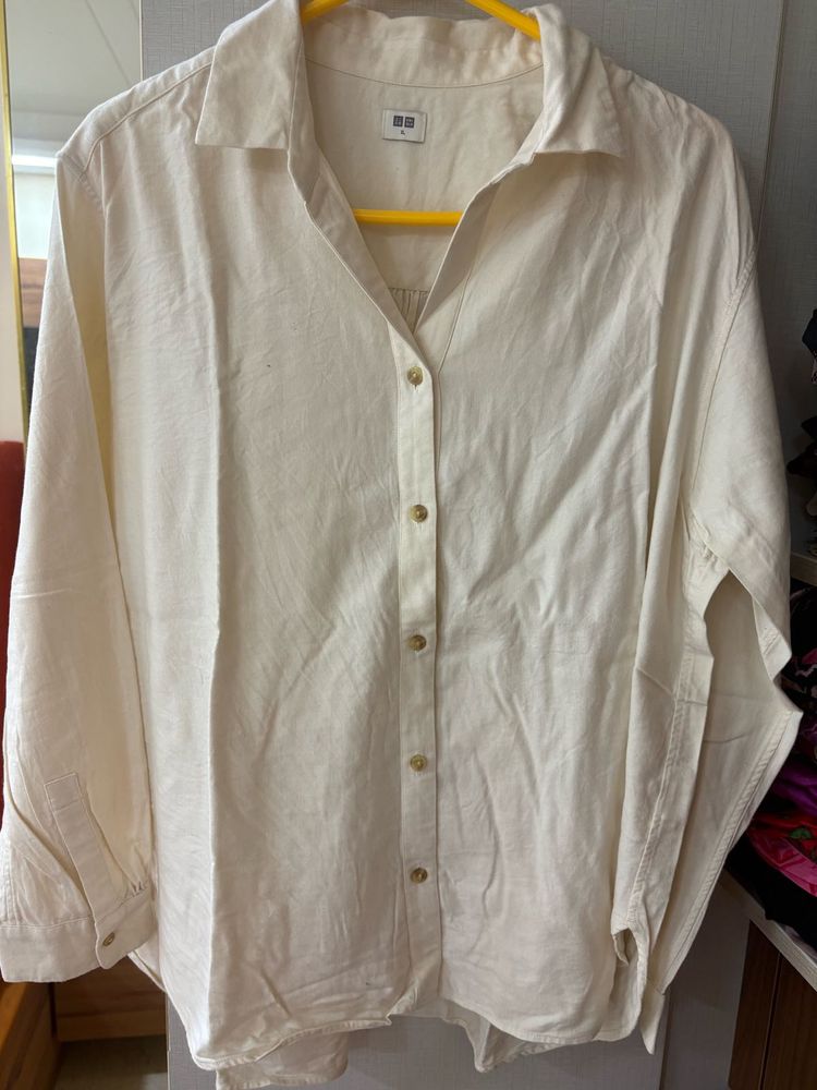 Uniqlo Cotton Off White Shirt
