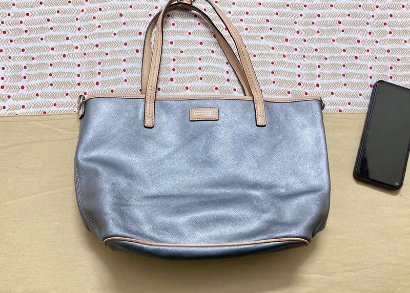 coach park metro baby blue tote purse