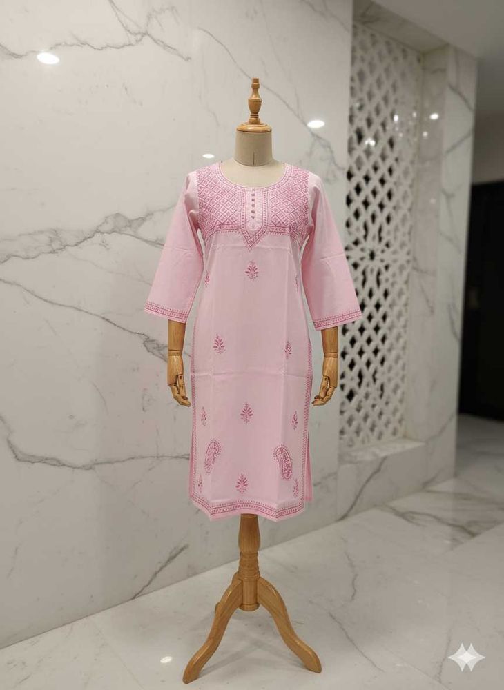 Pink Embroidered Kurta