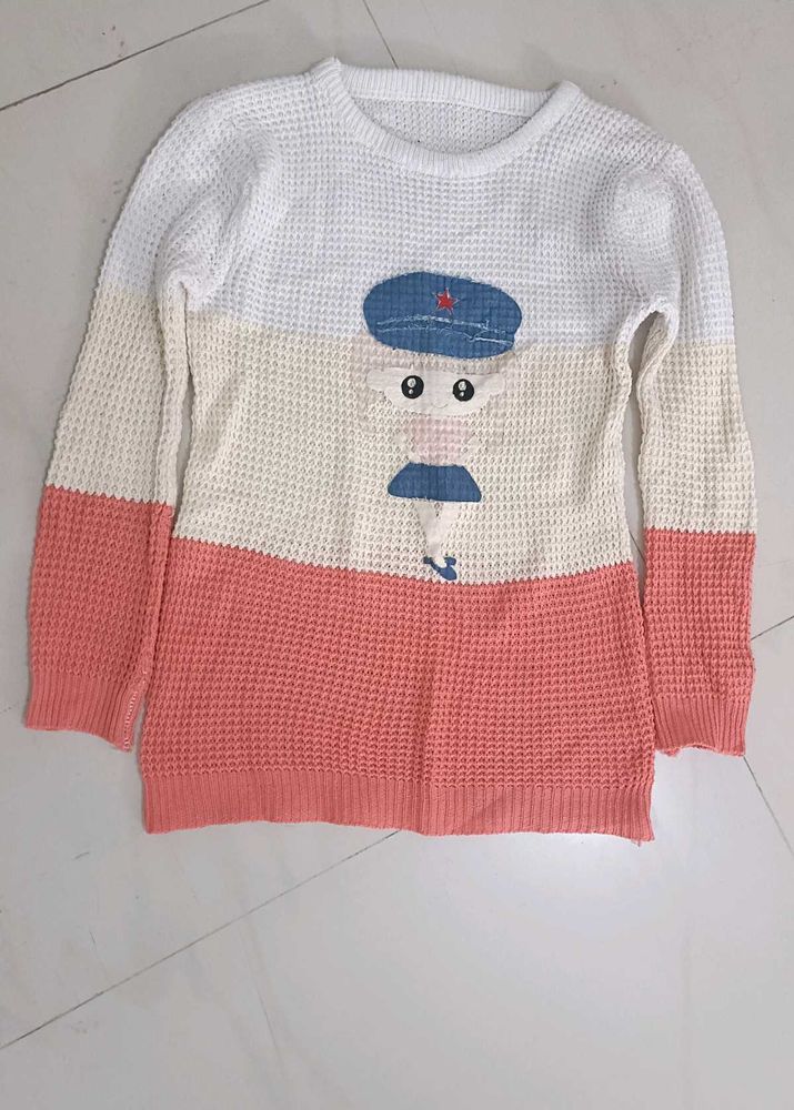 cute baby pink+ white top for women