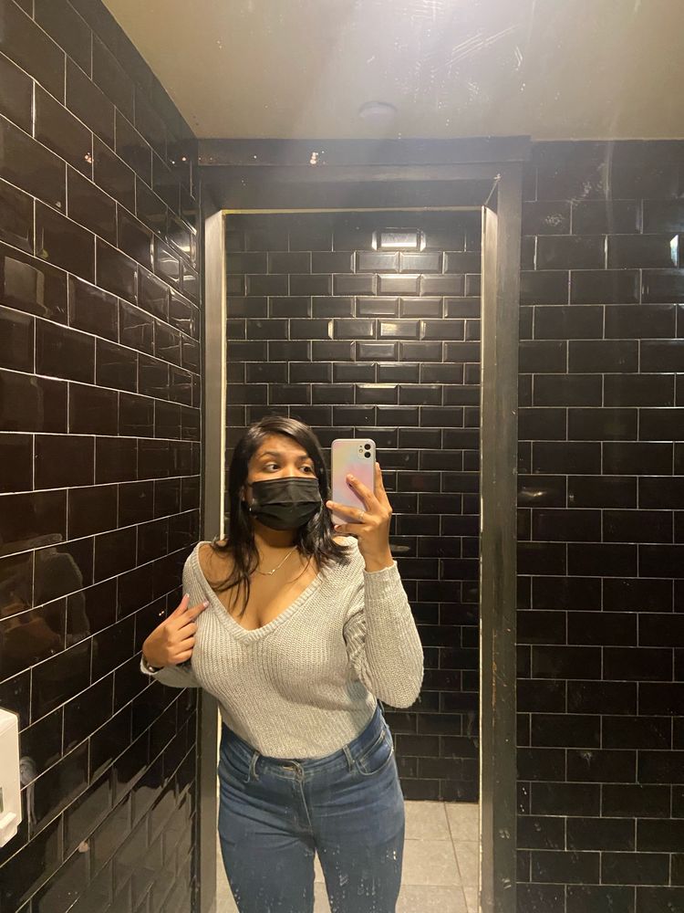 Grey Deep Neck Knitted Top