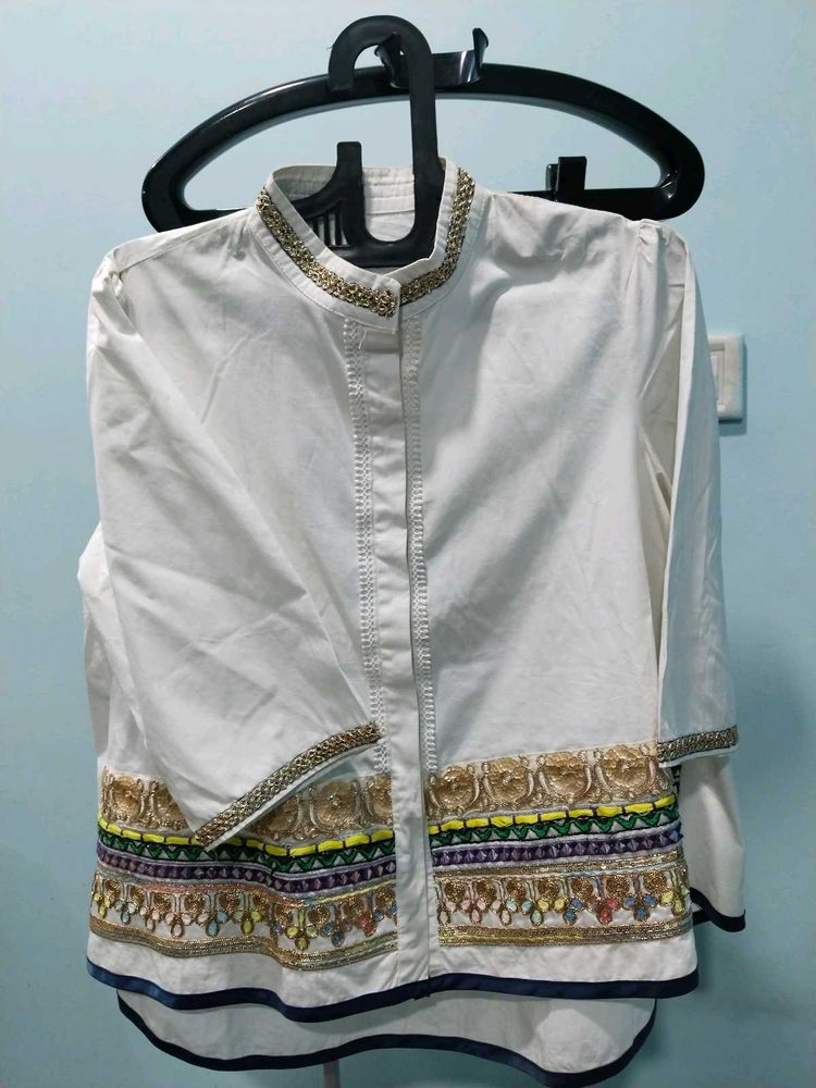 Embroidered White Top