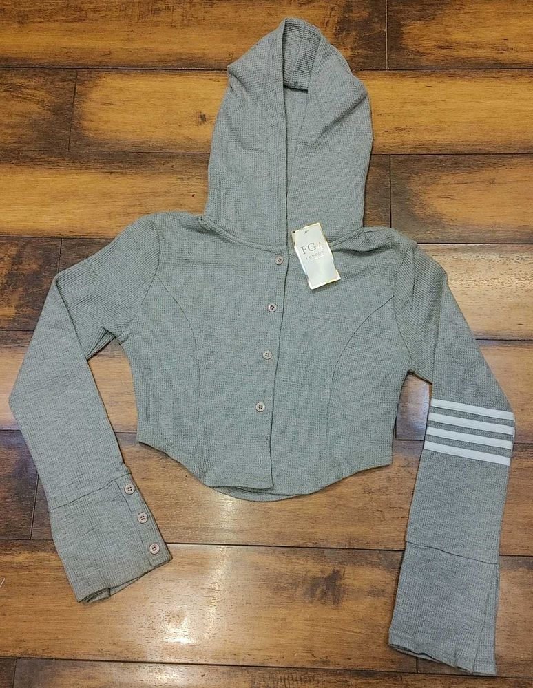Gray Cropped Hoodie
