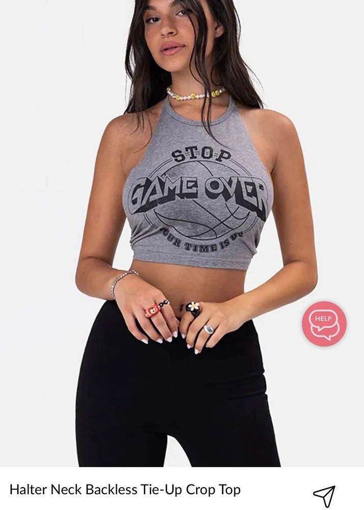 Halter Neck Backless Tie-up Crop Top