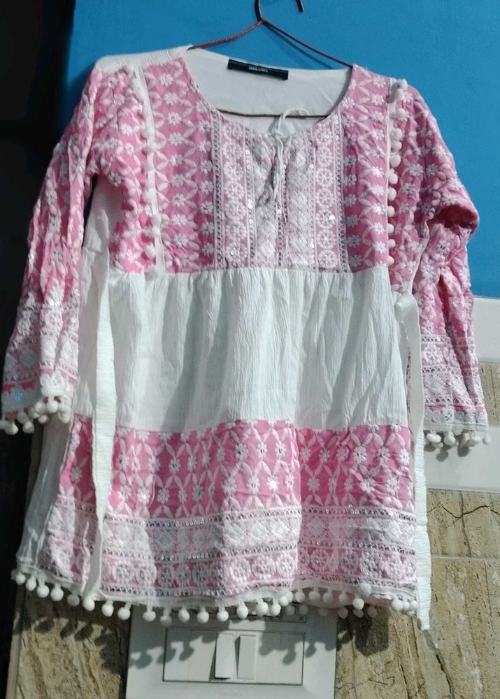 Cute Pink Embroidered Top