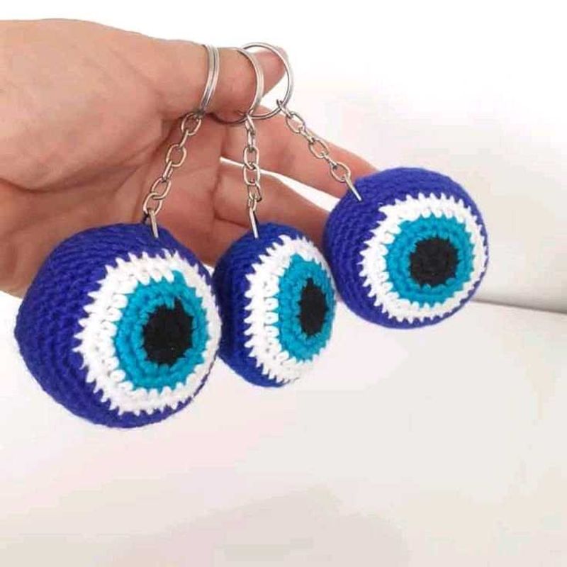 Evil Eye Crochet Keychain