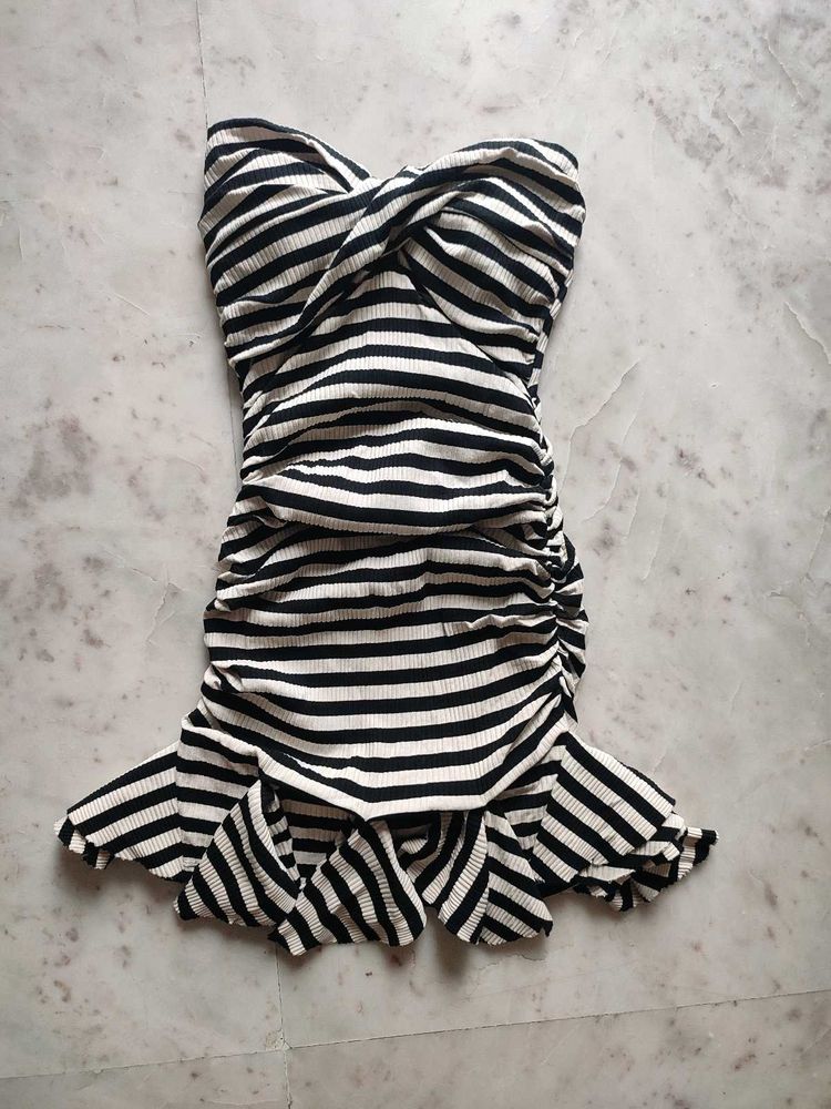 Stripped Mini Tube Cocktail Bodycon Dress
