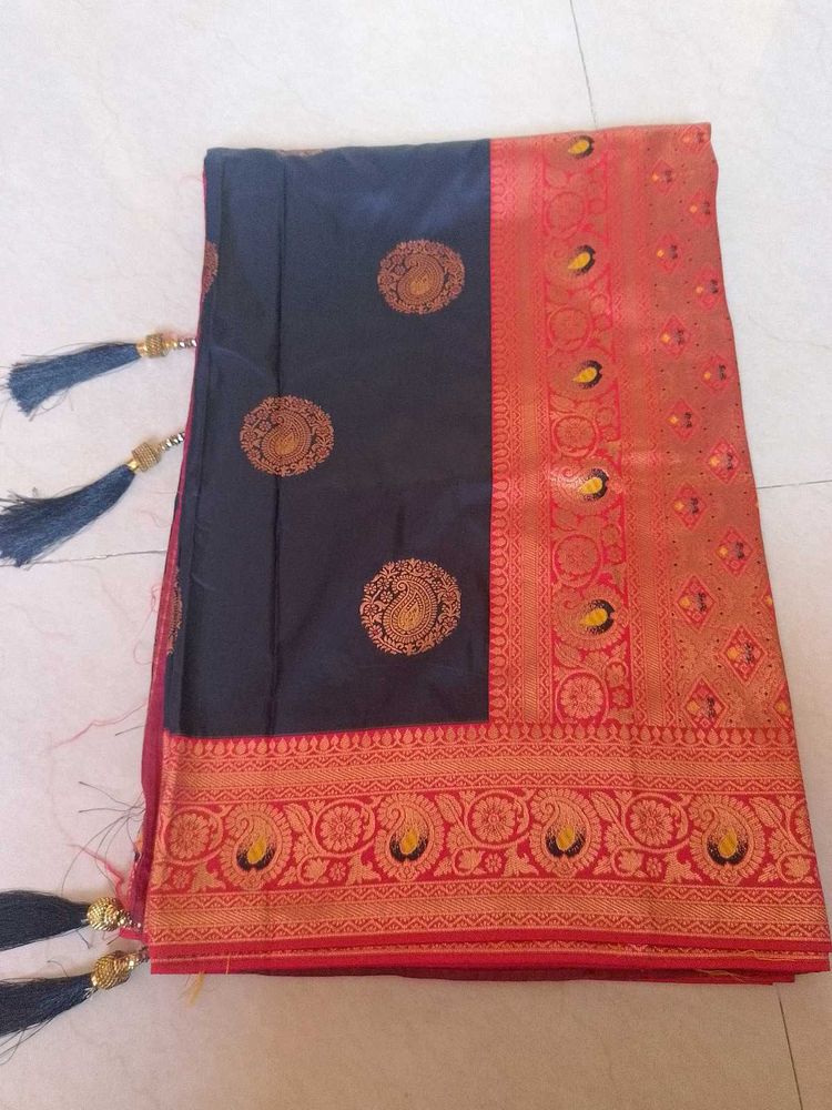 Black Pure Silk Saree