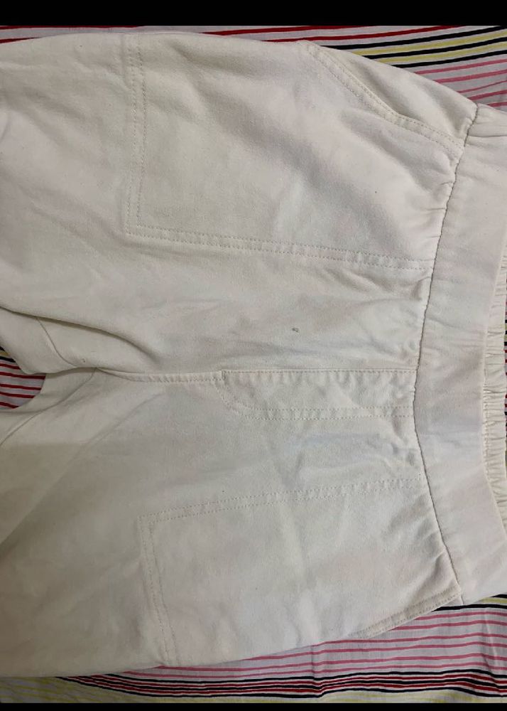 combo of White and olive Casual Pants