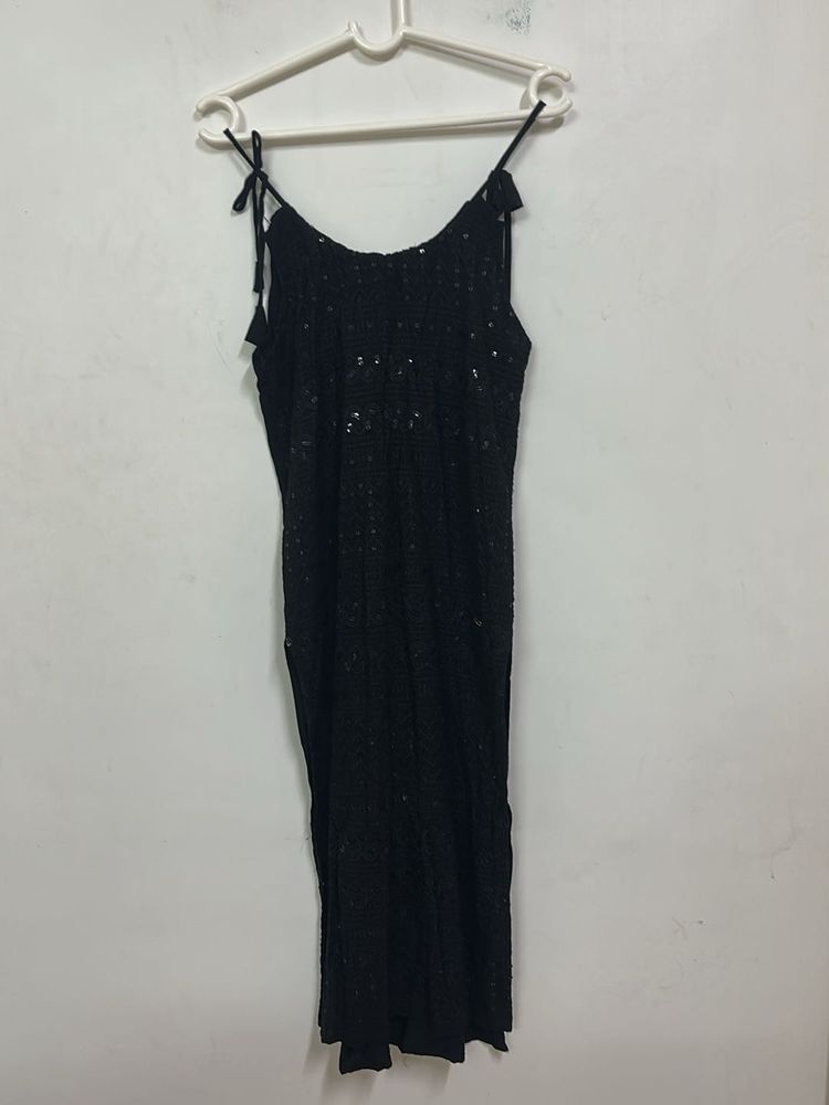 Black Spaghetti Strap Kurti