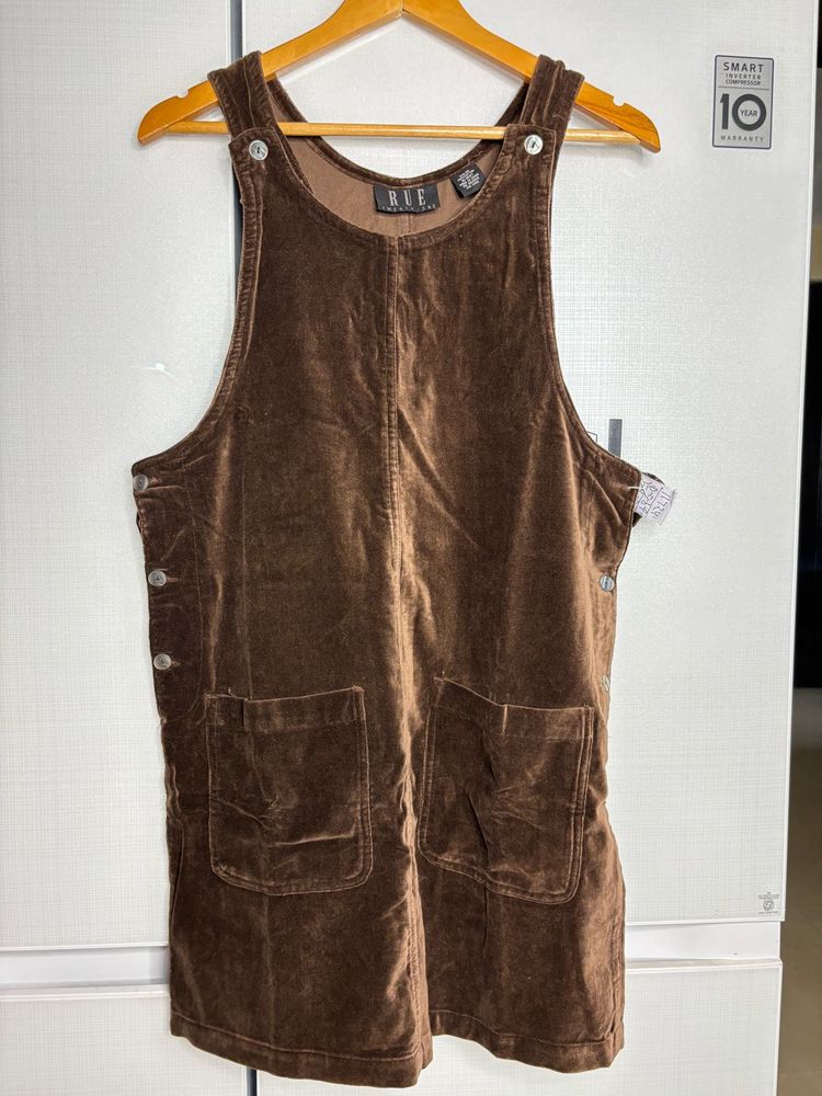 Brown Velvet Pinafore Dungaree