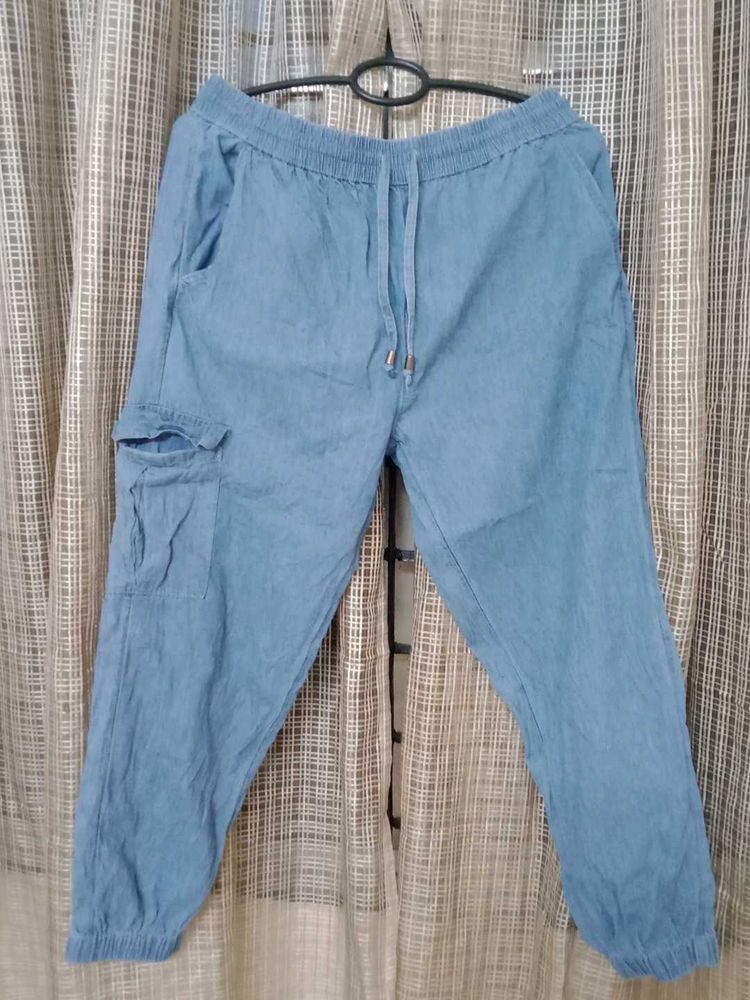 Light Blue Casual Cargo Pants