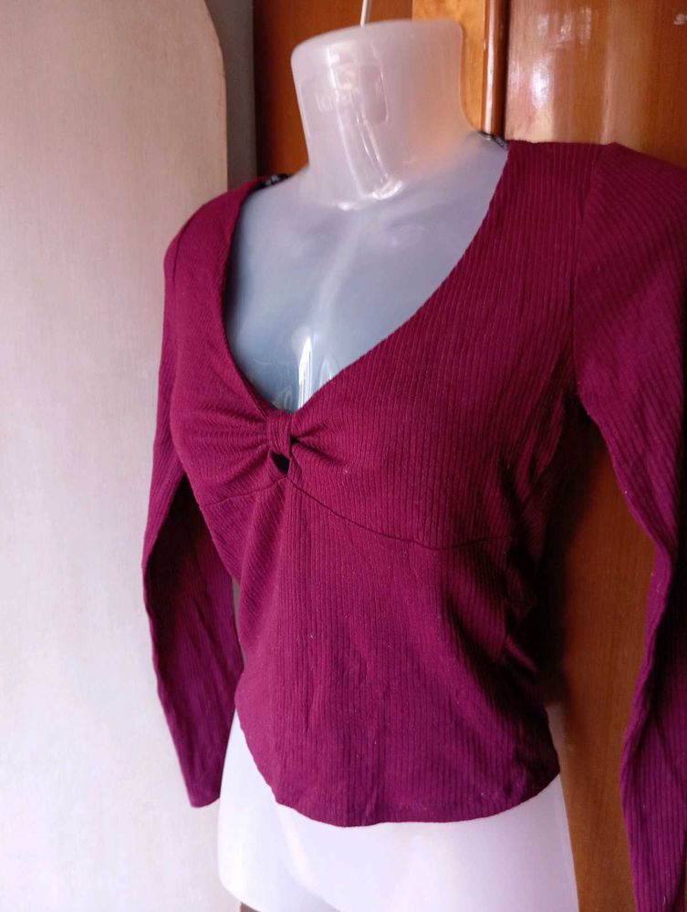 Burgundy Long Sleeve Top