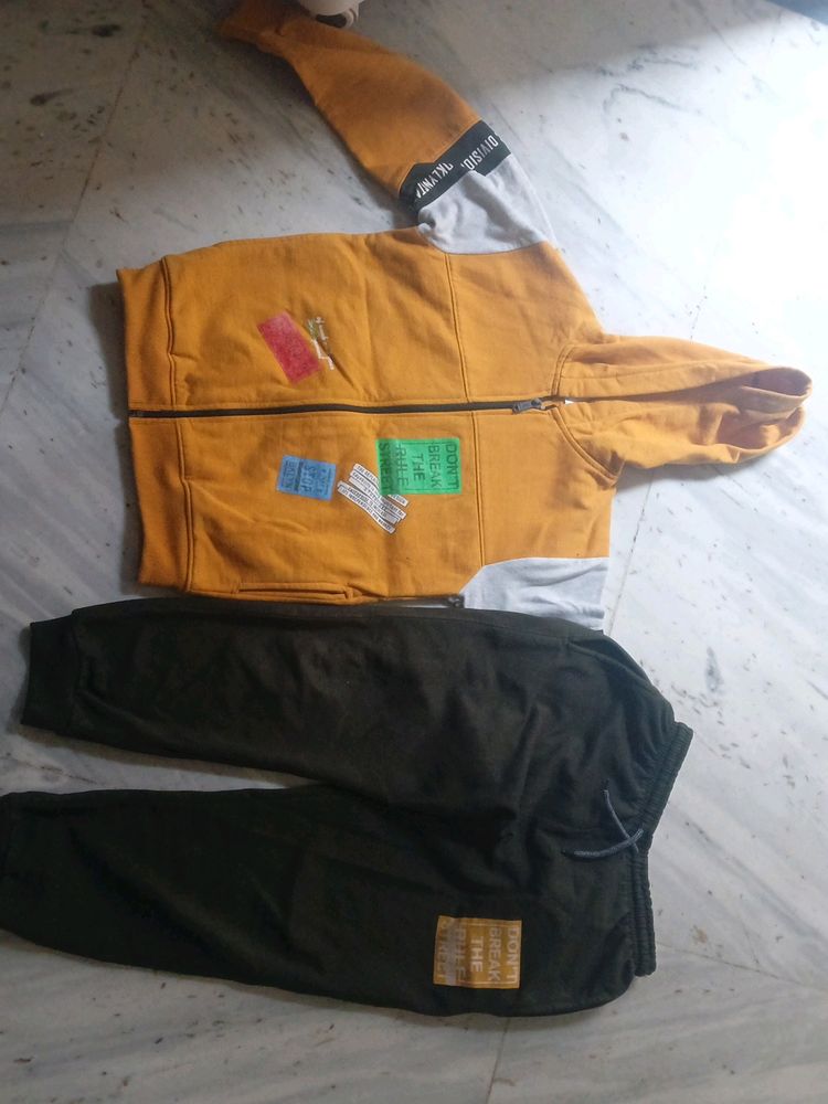Yellow Hooddy Olive Green Lower Baby Suit