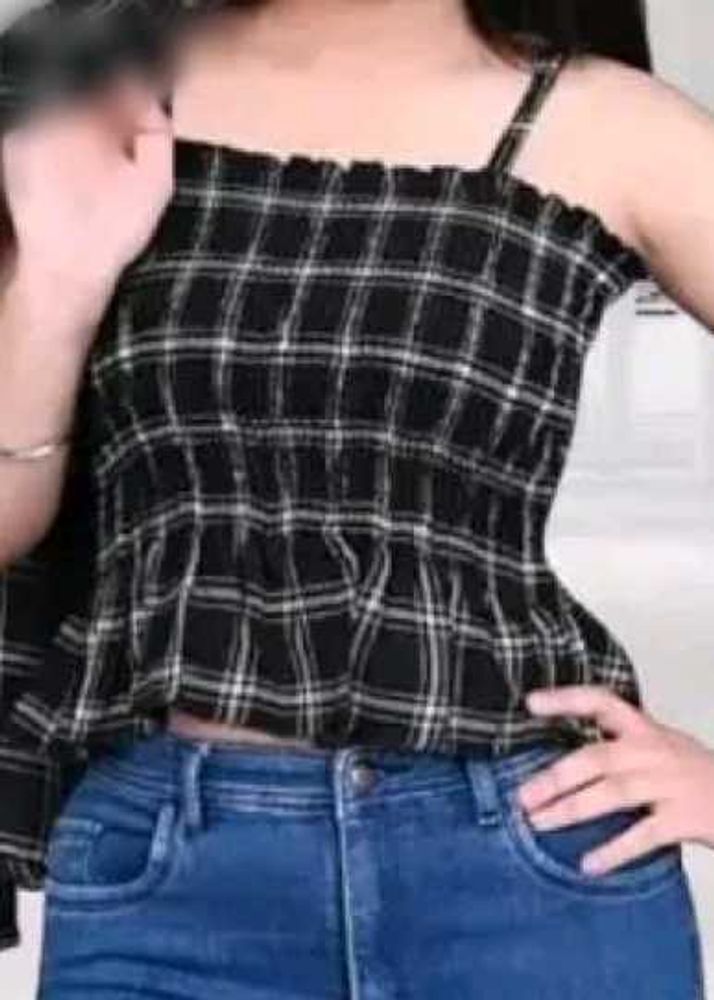 Black White Stylish Peplum Top