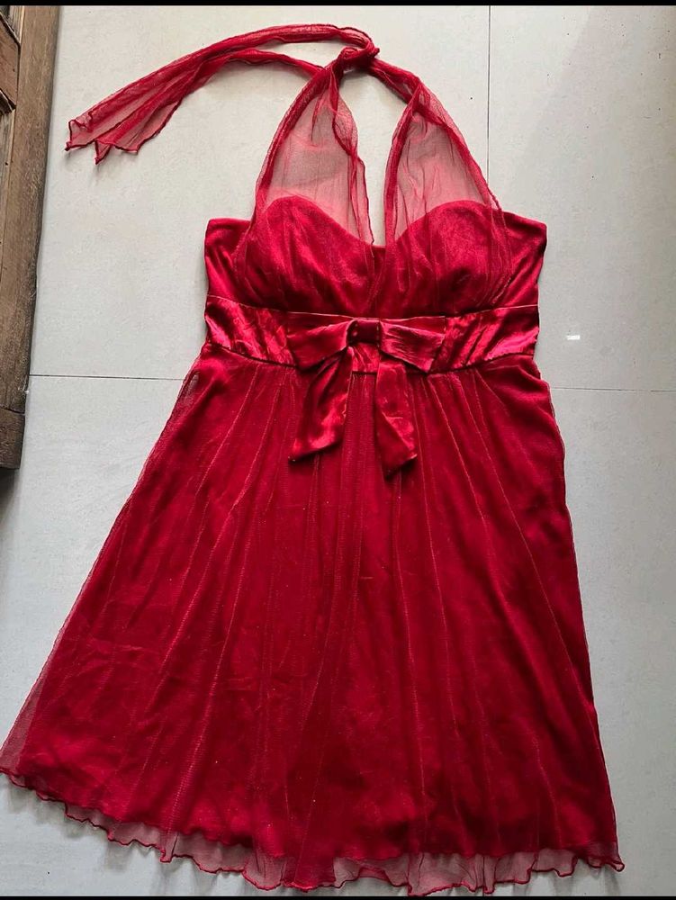 Red Halter Mini Party Dress