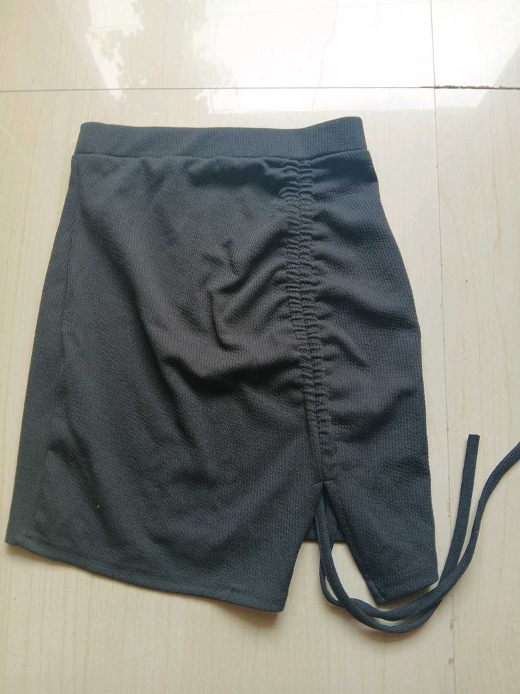 Drawstring Mini Skirt
