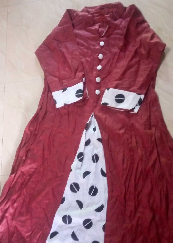 Retro Maroon &amp; Polka Dot Dress