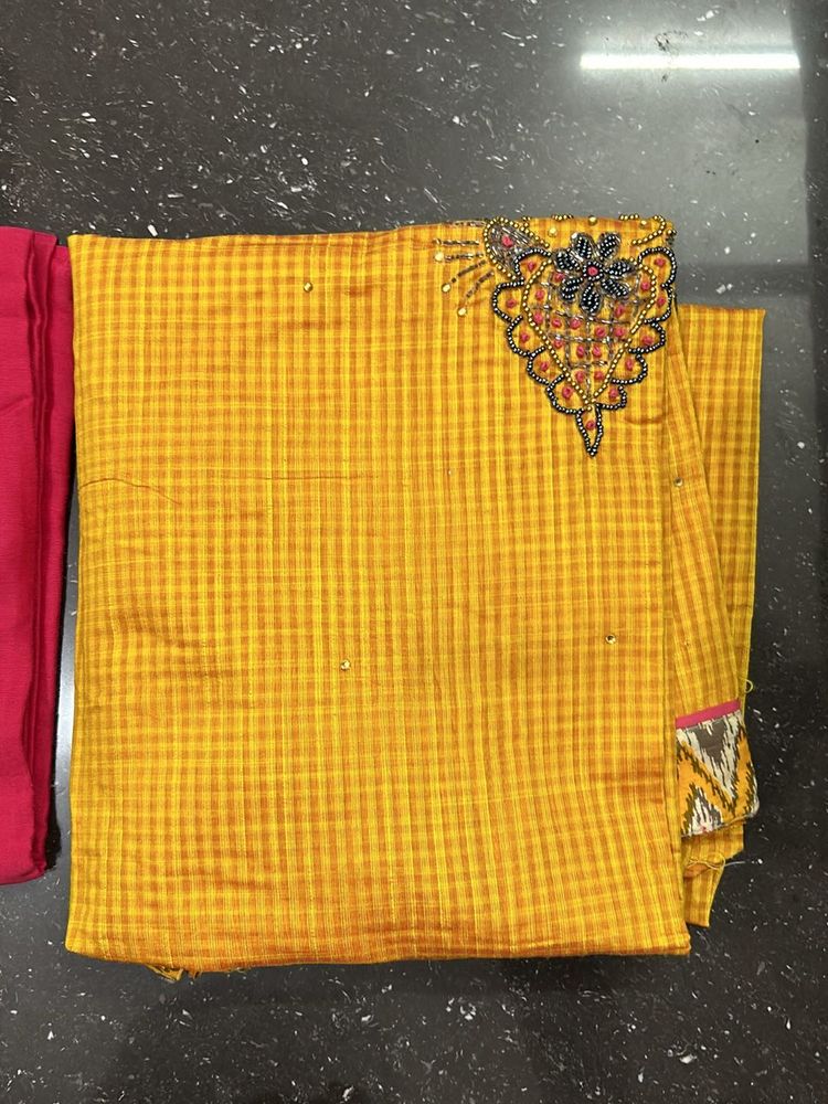 NEW YELLOW &amp; PINK DRESS MATERIAL