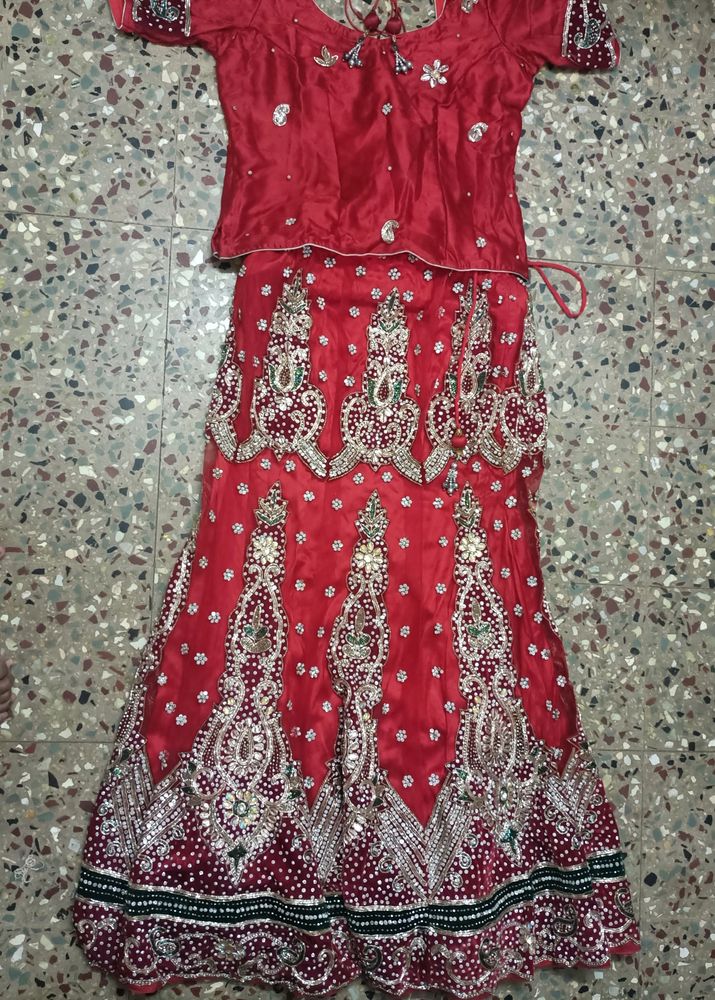Red Embroidered Lehenga Choli Set