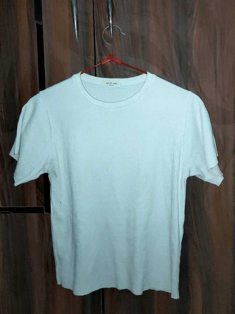 Ribbed White Crewneck Tee