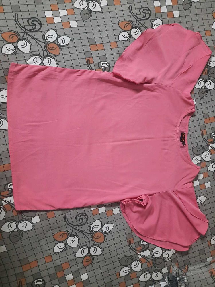 Pink Color Butterfly Sleeve Top