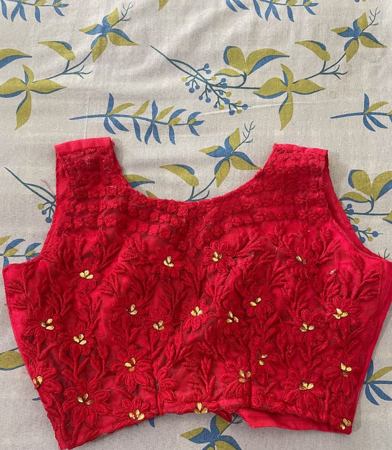 Red Embroidered Blouse