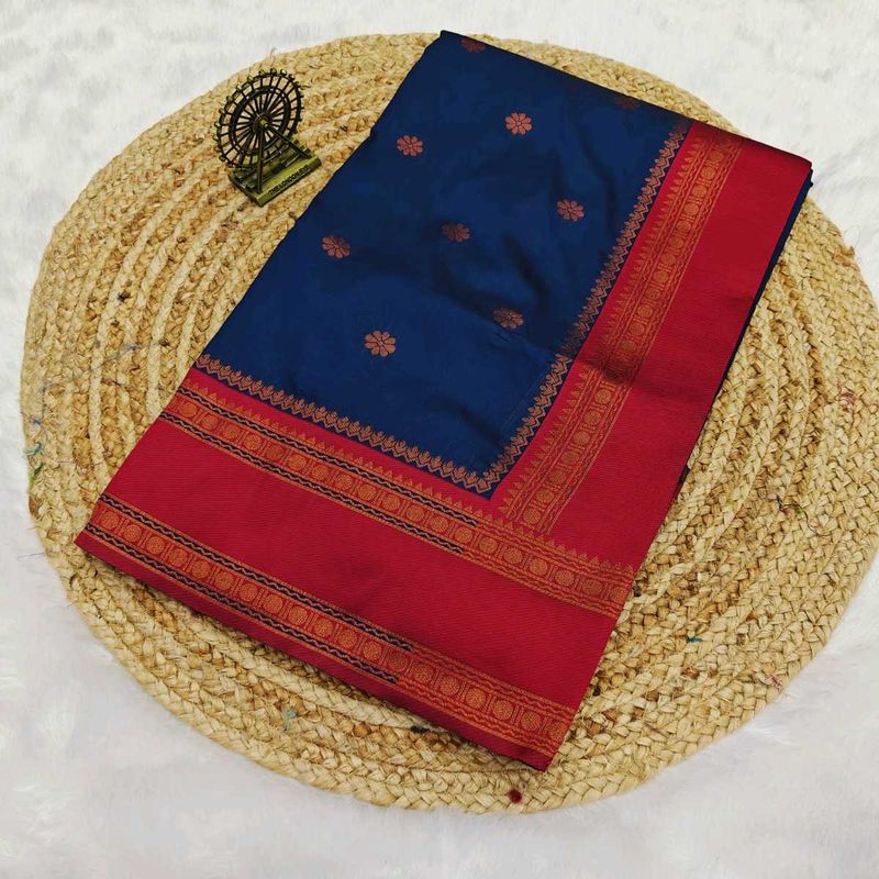 Elegant Blue &amp; Red Saree