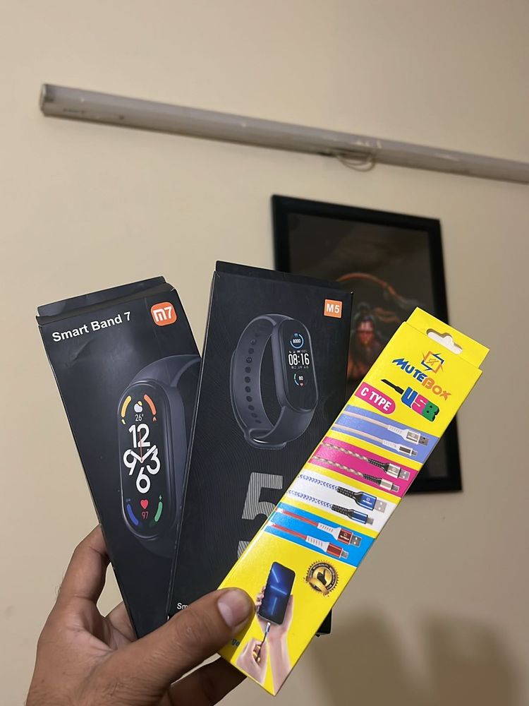 3pcs Combo M5, M7 Calling Smartband , Type-c Cable