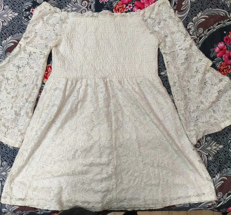 White Lace Off-Shoulder Dress