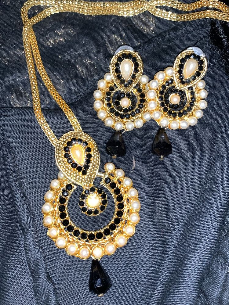 Black Ethnic Earrings &amp; Pendent