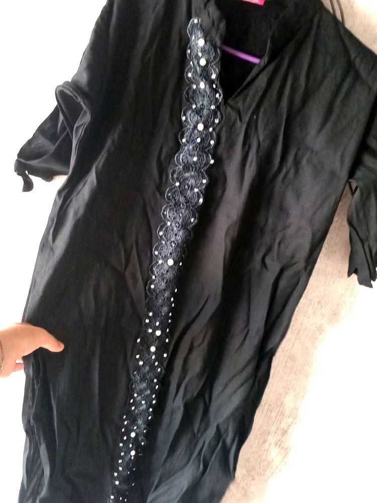 Black Tunic with Lace Detail