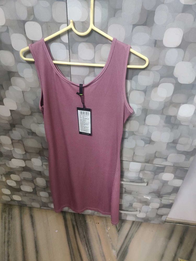 Mauve Ribbed Tank Dress