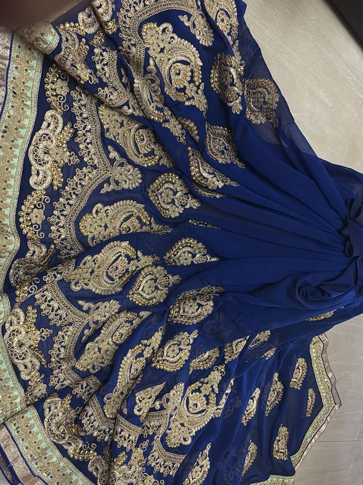 Elegant Blue &amp; Gold Saree
