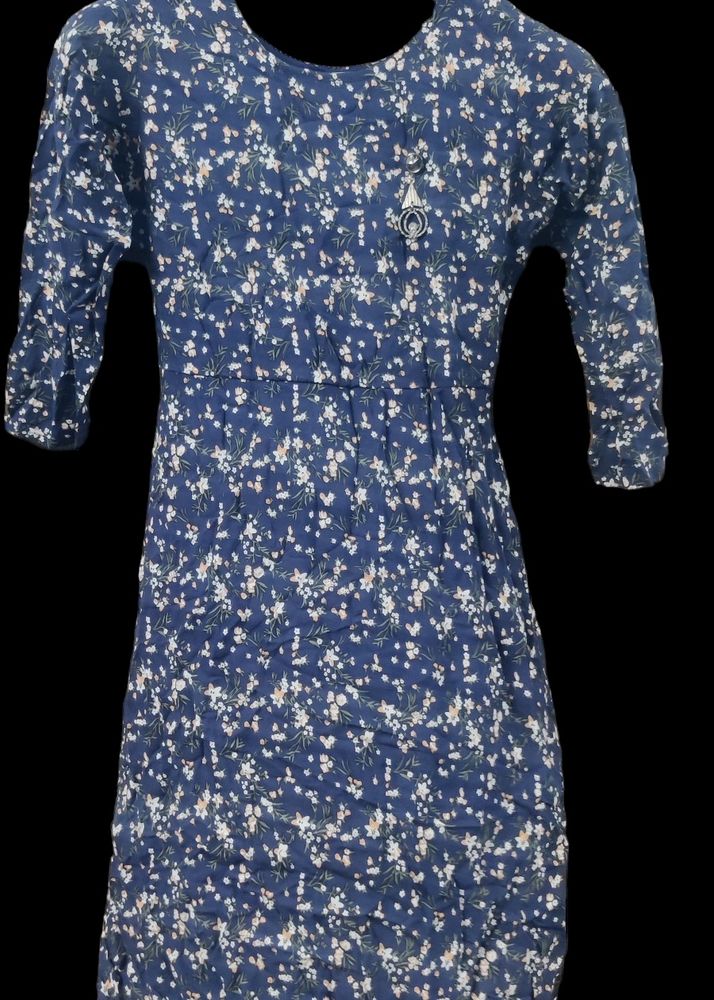 Beautiful Women Blue Printed Dress