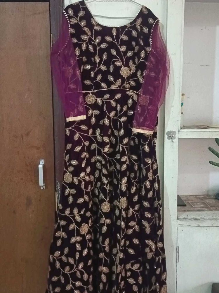 Elegant Velvet Ethnic Gown