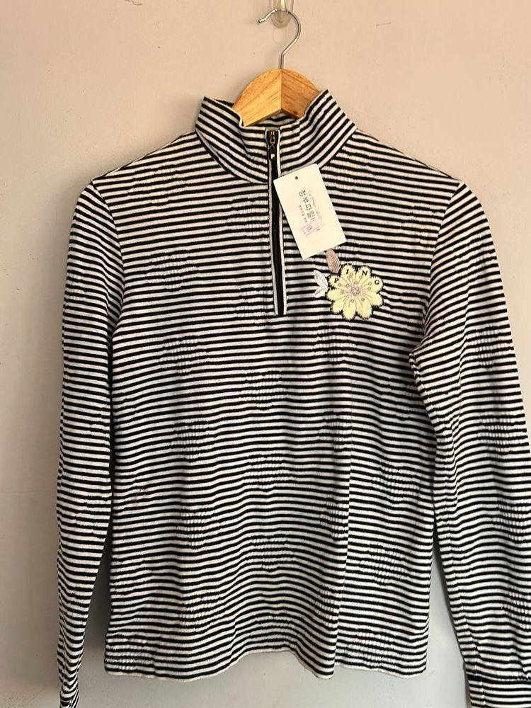Striped Quarter Zip Pullover