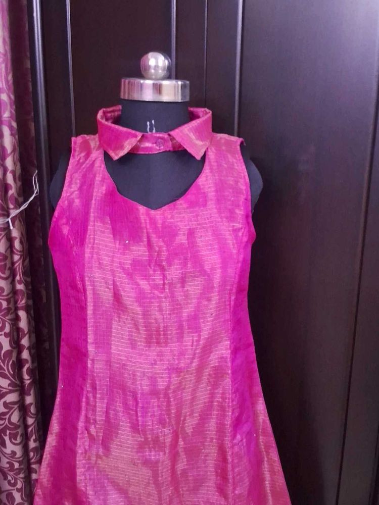 Mukesh Work Pink Sleeveless Dress