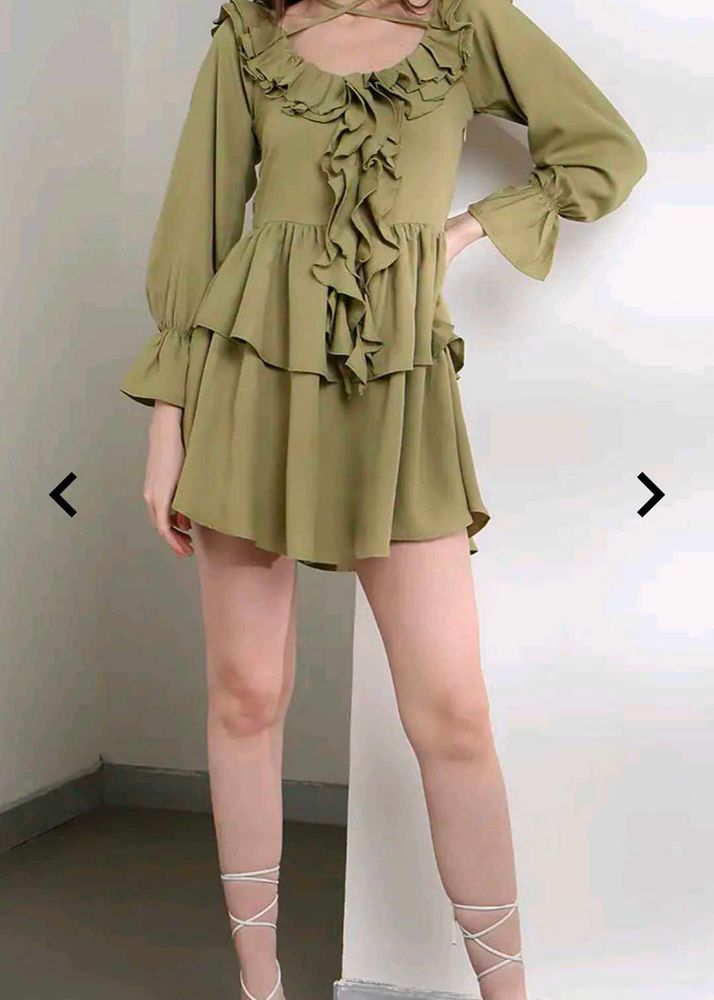 Shein flounce sleeve ruffled mini skater dress